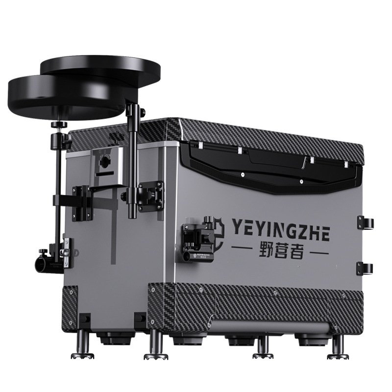 Camper's new multi-purpose fishing box, 2024, full of carbon-fibrous lids outside the octopus